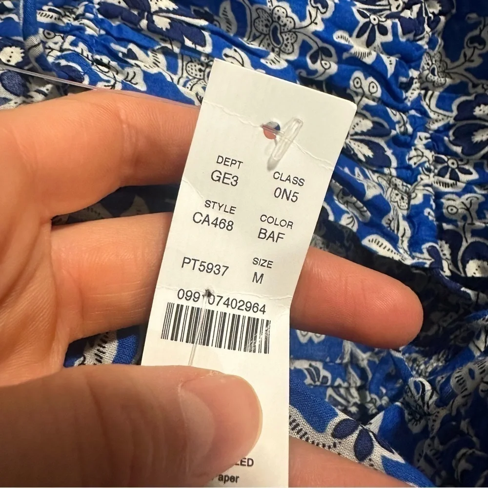 J crew Tiered tie-front beach dress in cobalt floral cotton voile